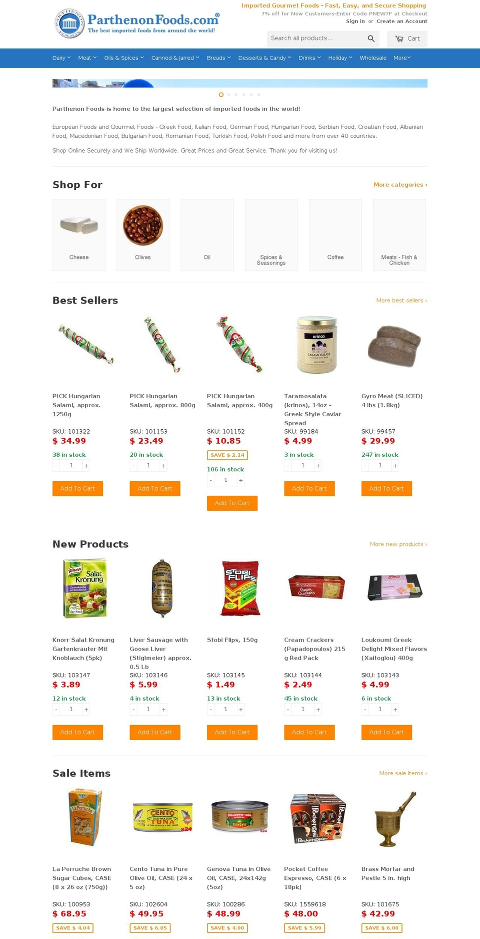 parthenonfood.com shopify website screenshot