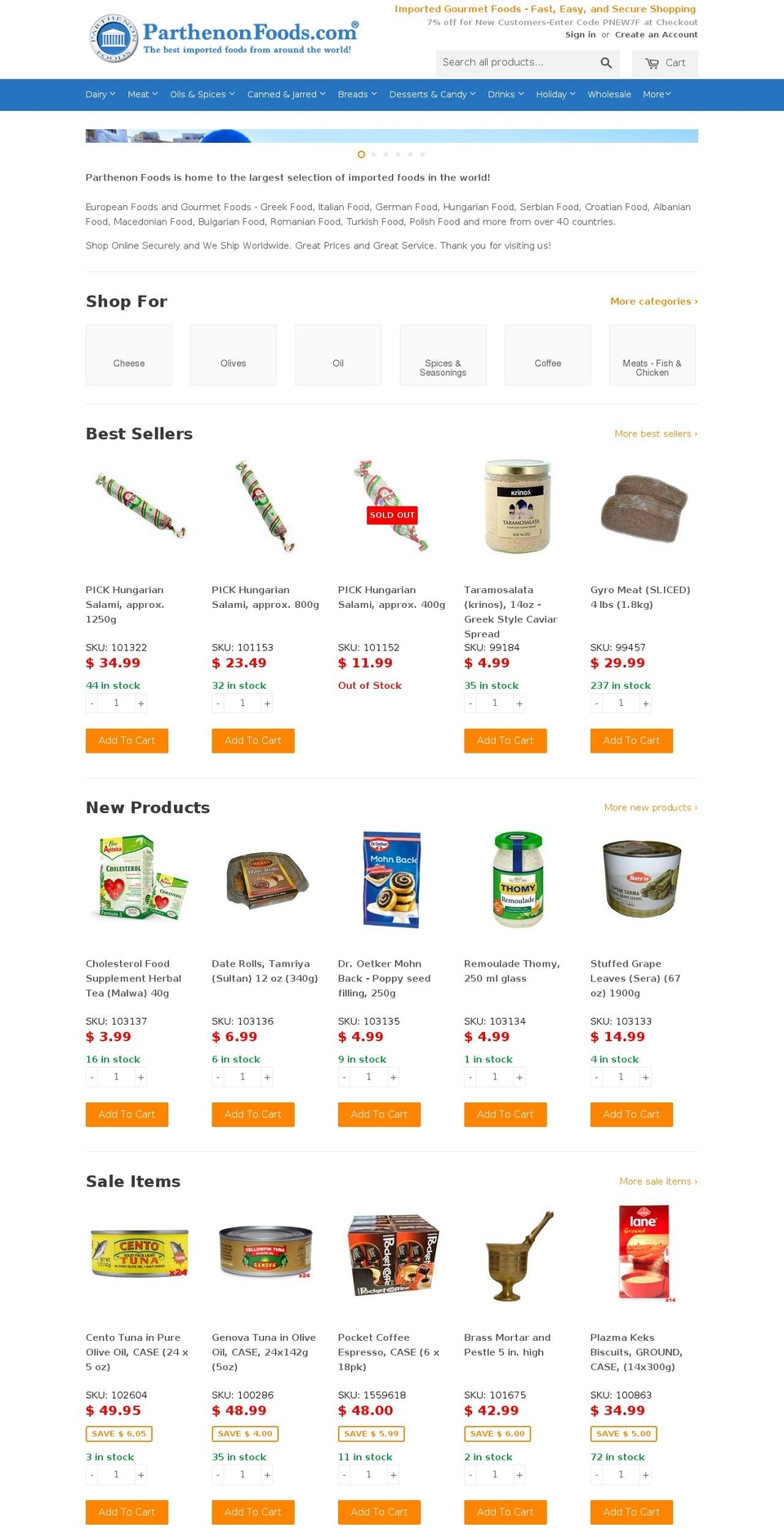 parthenonfoods.com shopify website screenshot