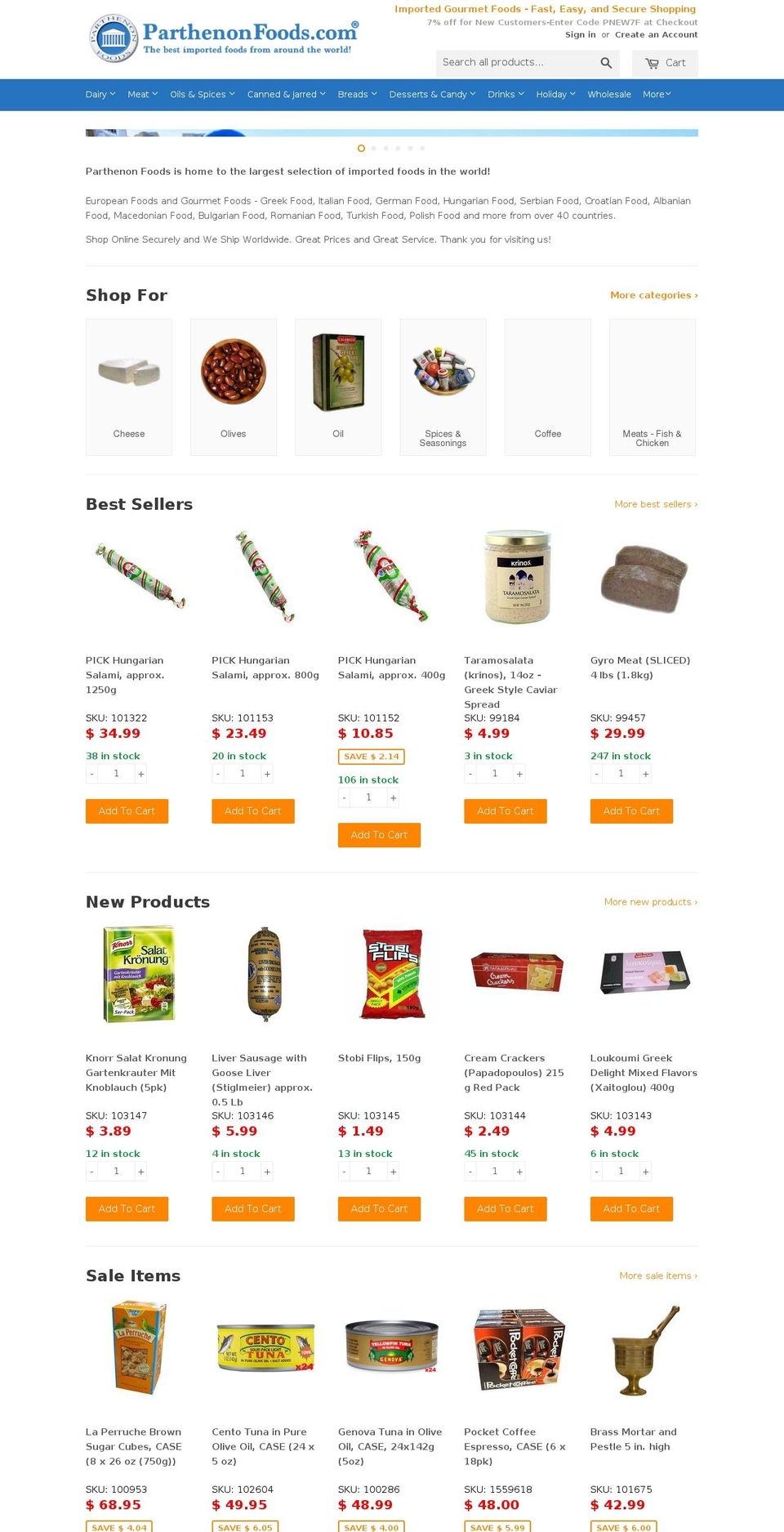 parthenongrocery.com shopify website screenshot