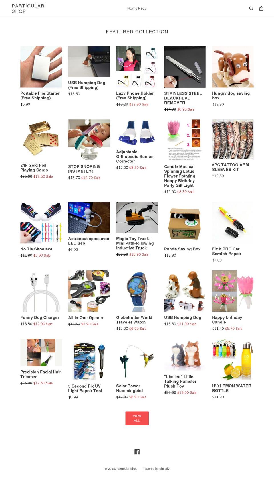 particularshop.com shopify website screenshot