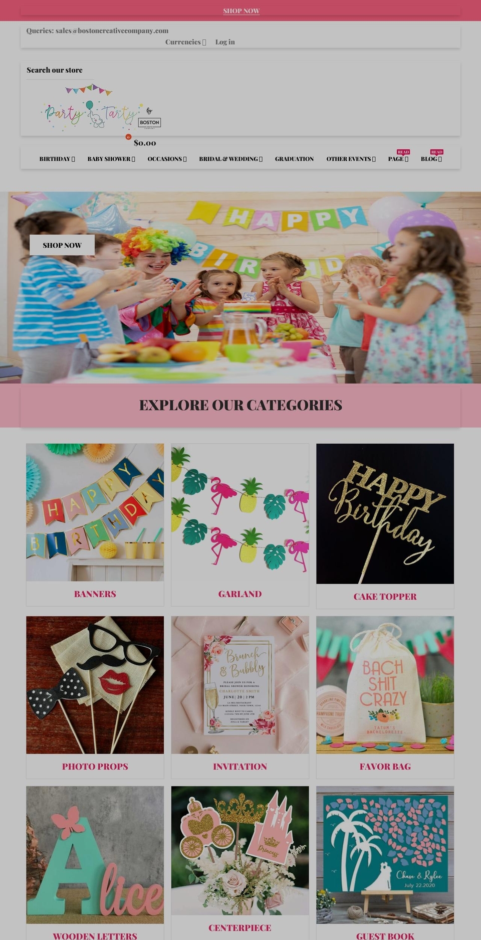 handy-2-0 Shopify theme site example partiesandsupplies.com