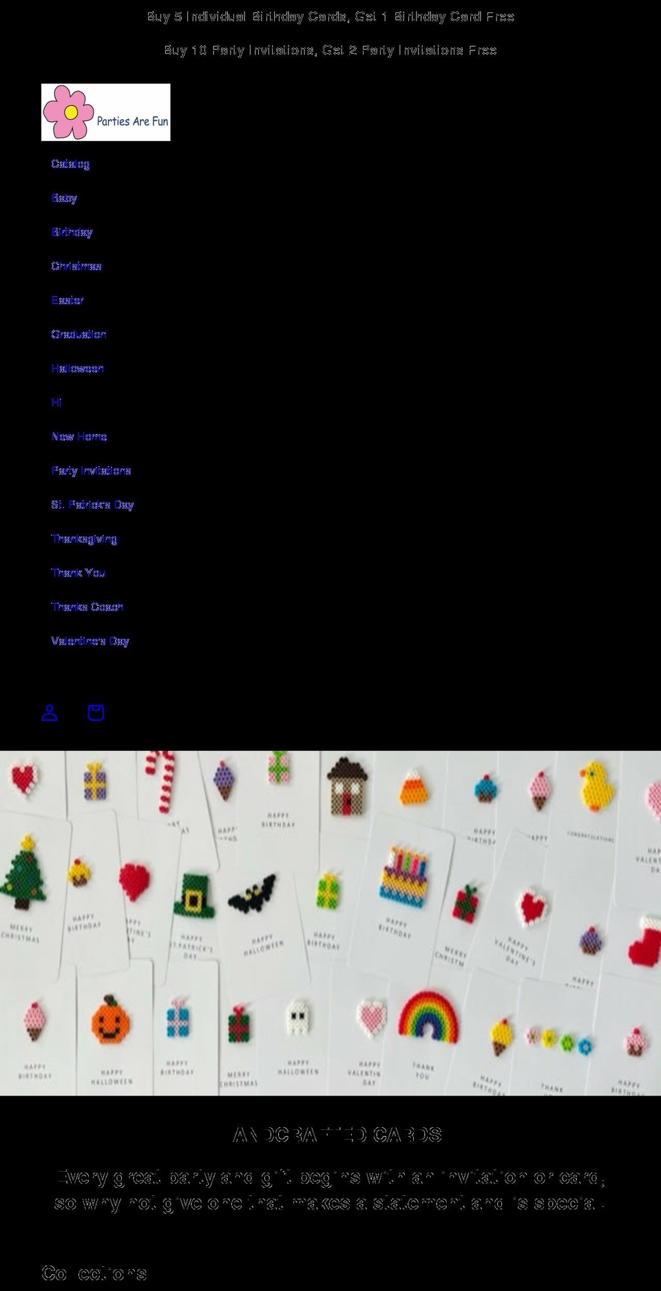 partiesarefun.com shopify website screenshot