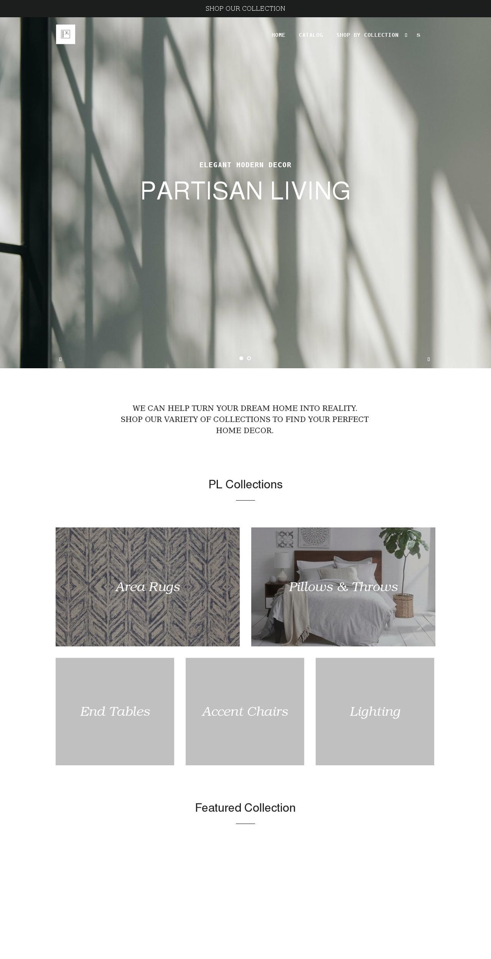 partisanliving.com shopify website screenshot