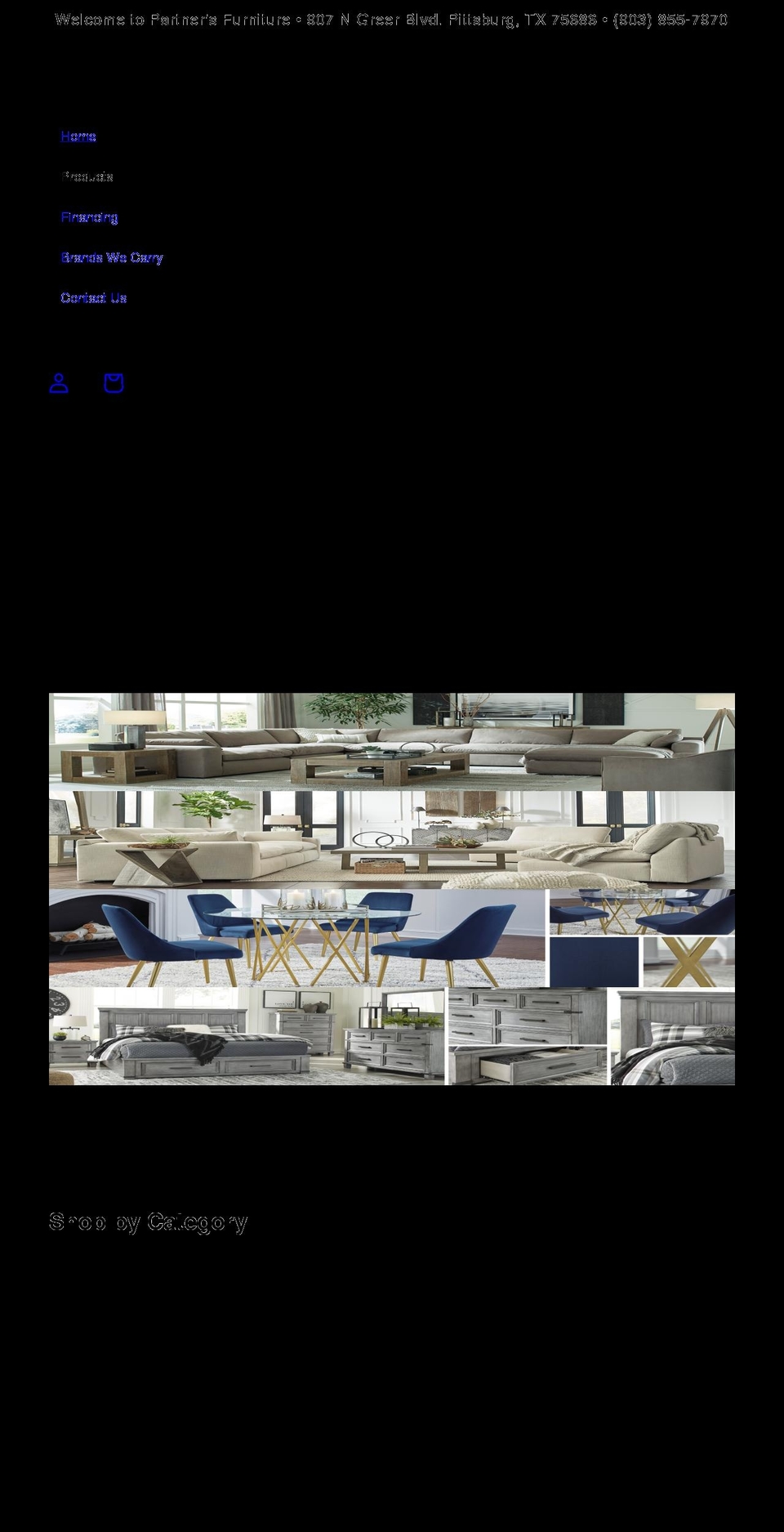 partnersfurnitureoutlet.com shopify website screenshot