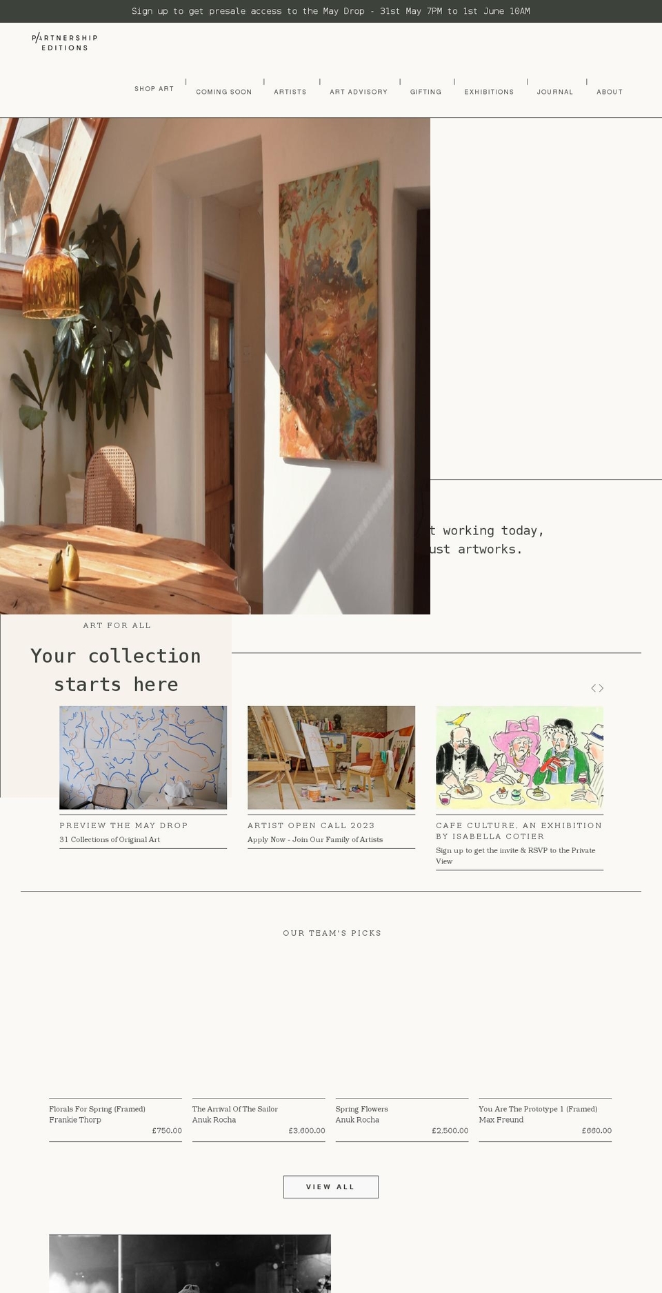 partnershipeditions.com shopify website screenshot