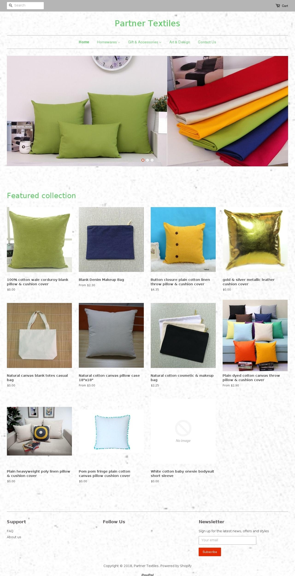 partnertextilesltd.com — Shopify storefront screenshot