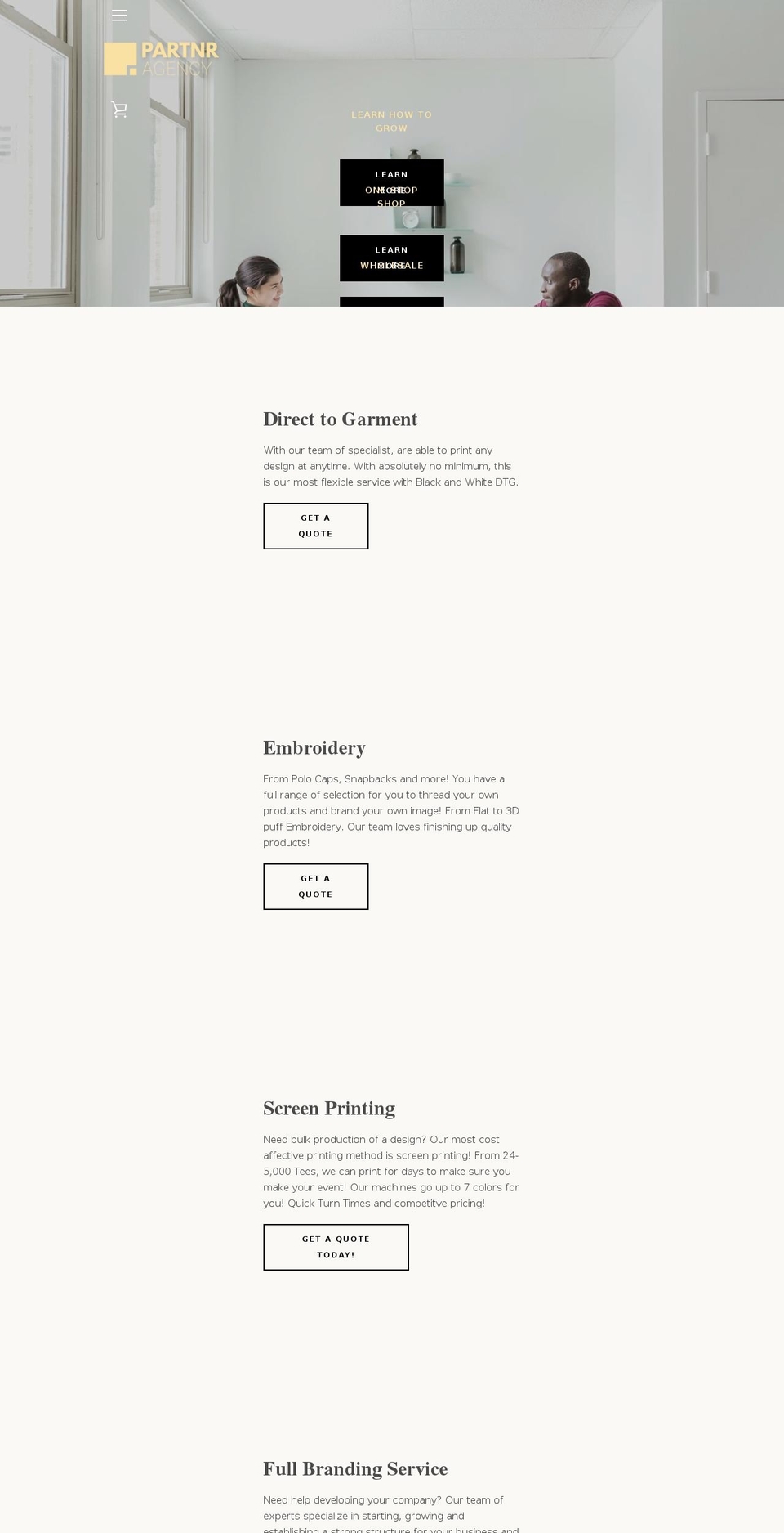 partnragency.com — Shopify storefront screenshot