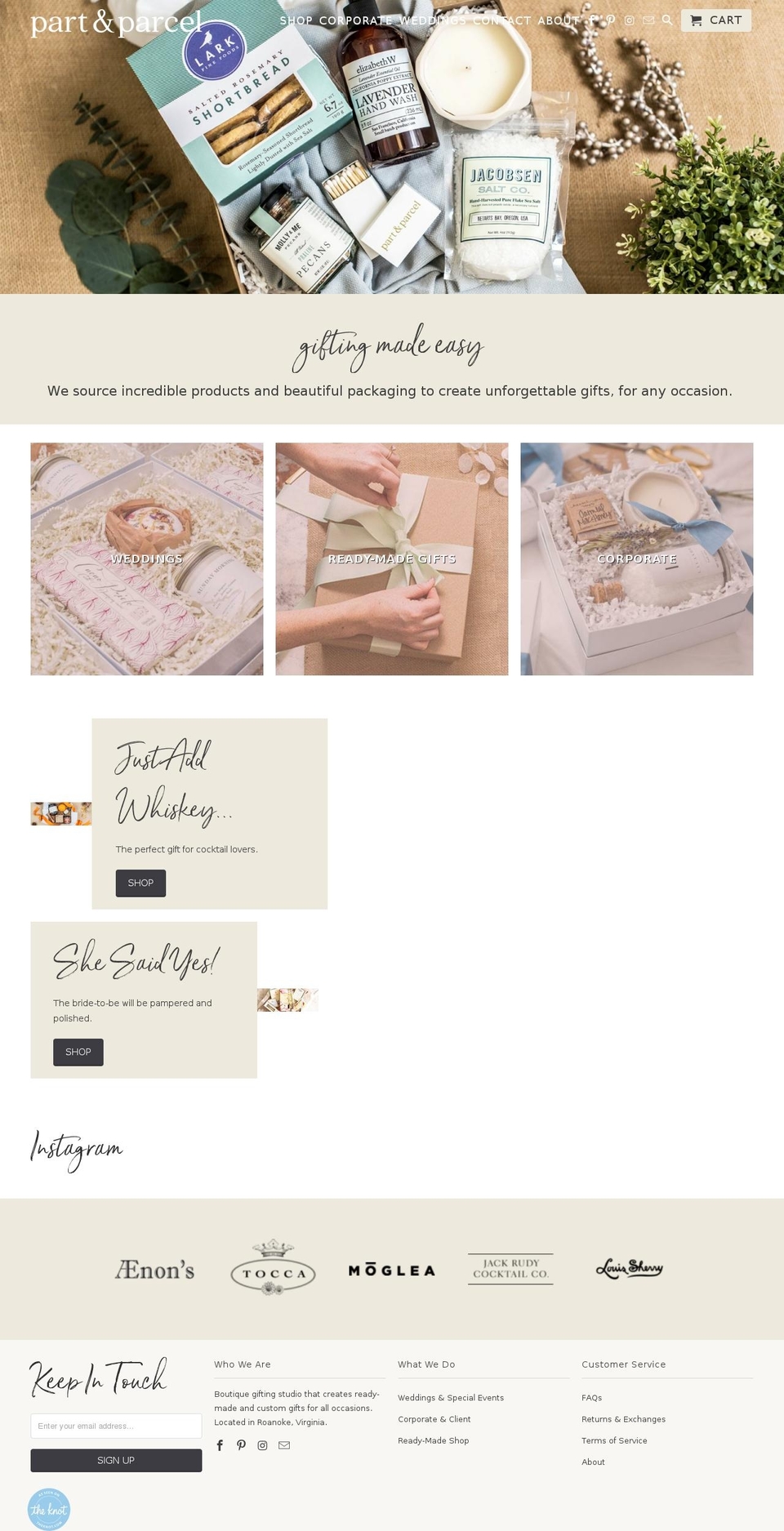 partparcelgifts.com — Shopify storefront screenshot