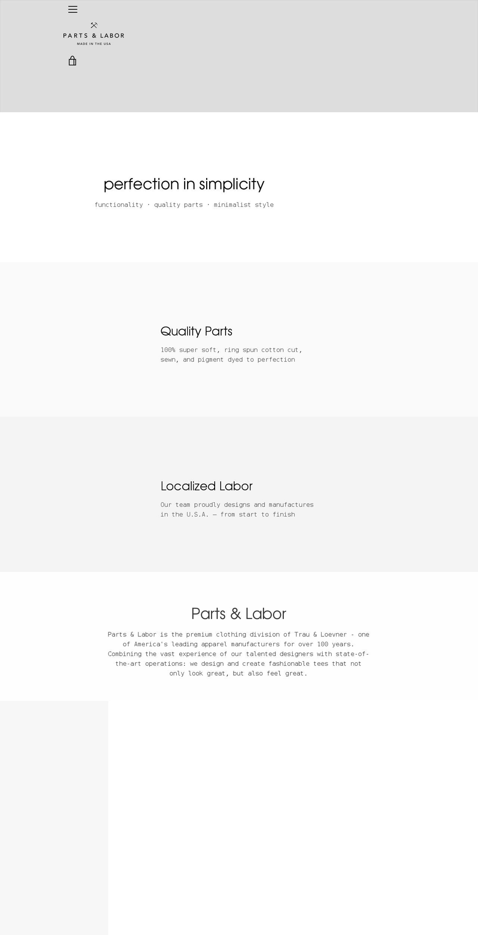 partsandlaborshop.com shopify website screenshot