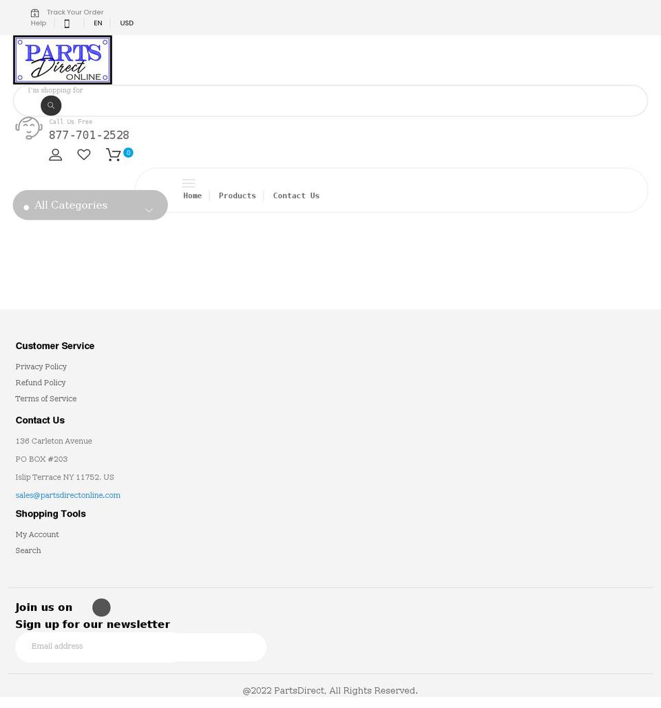 partsdirectonline.com shopify website screenshot
