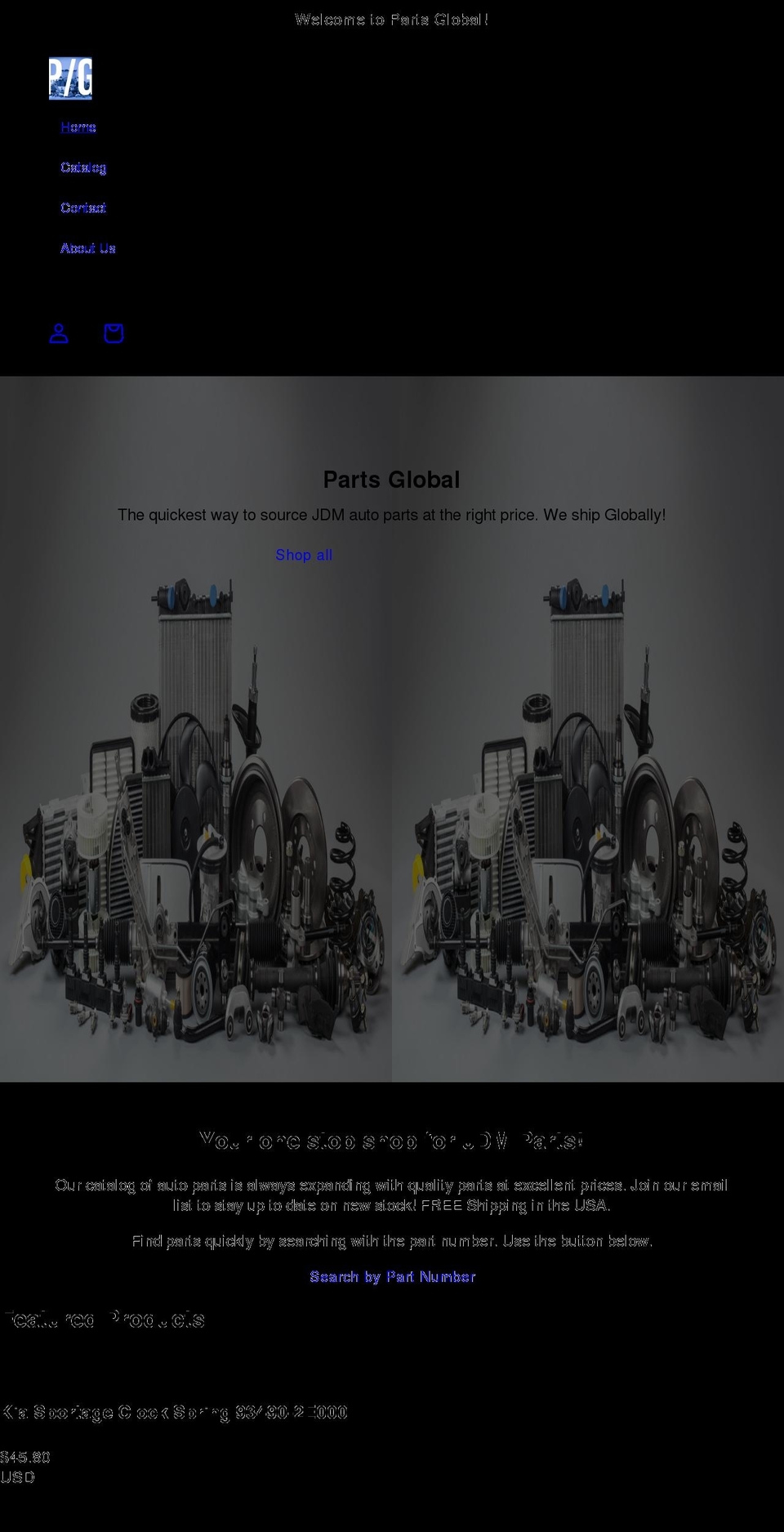 partsglobal.net shopify website screenshot