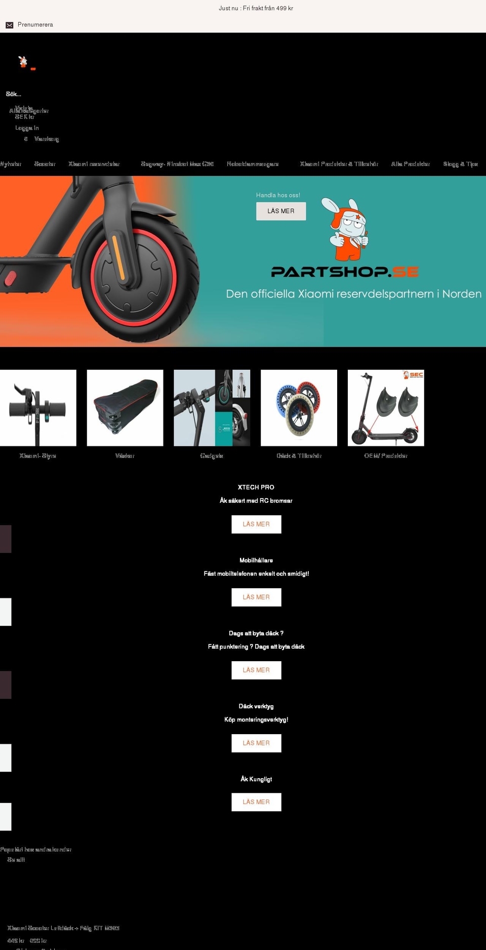 partshop.se shopify website screenshot