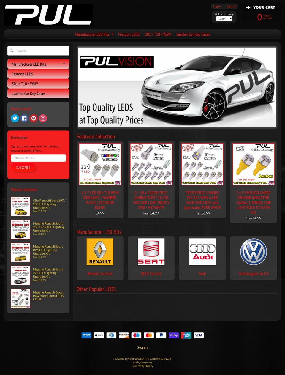 partsulike.co.uk shopify website screenshot