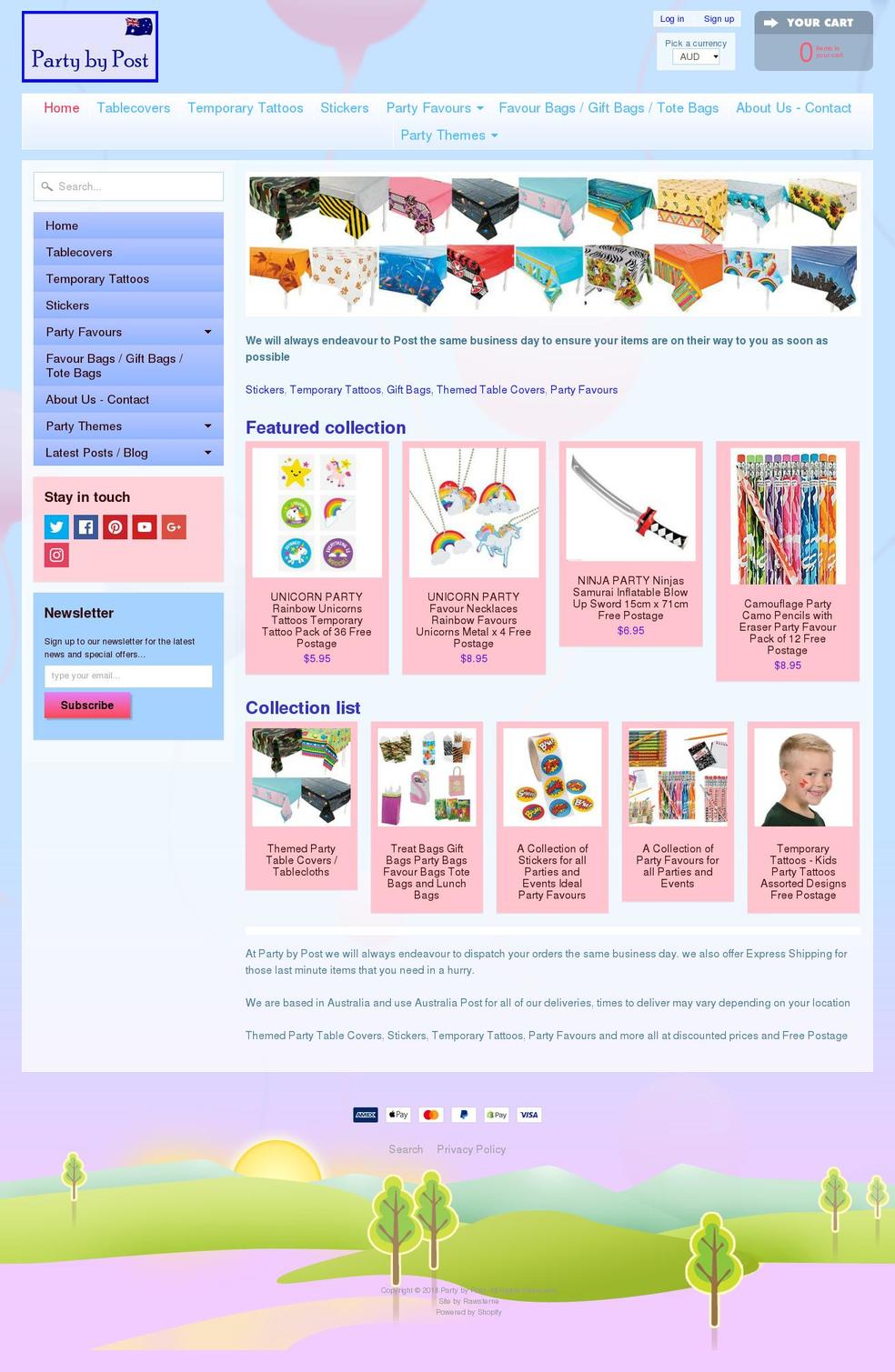 party-by-post.com shopify website screenshot