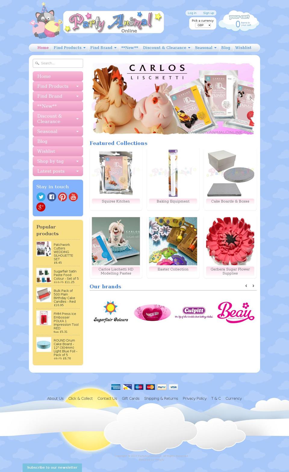 partyanimalonline.com shopify website screenshot