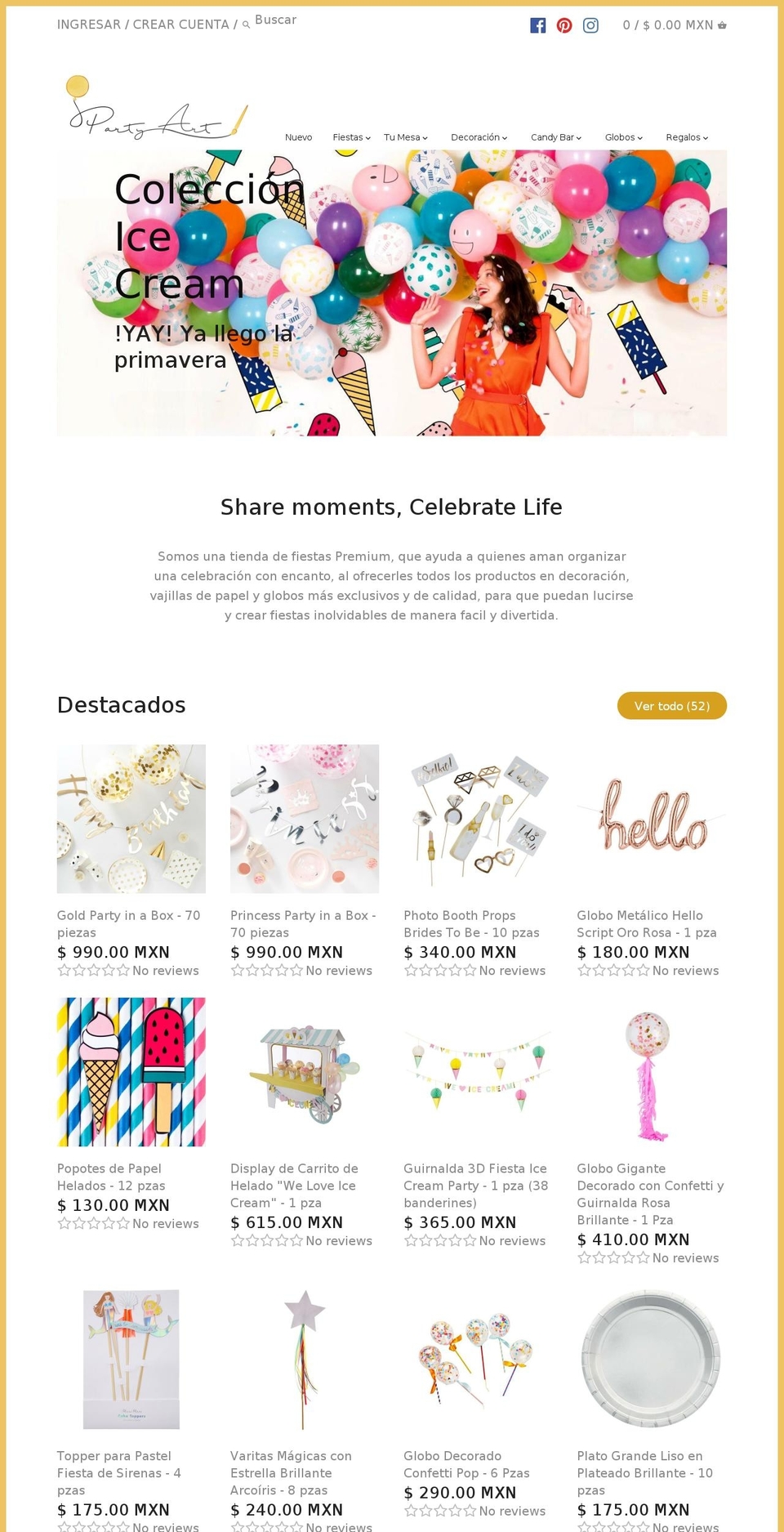 partyart.com shopify website screenshot