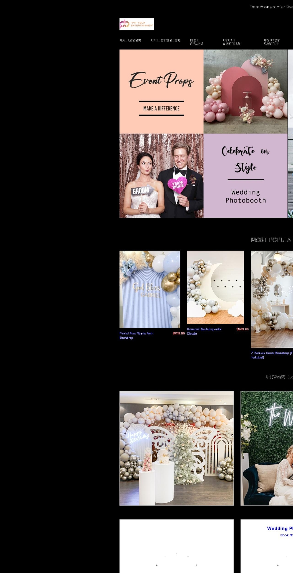 partyboxto.com shopify website screenshot