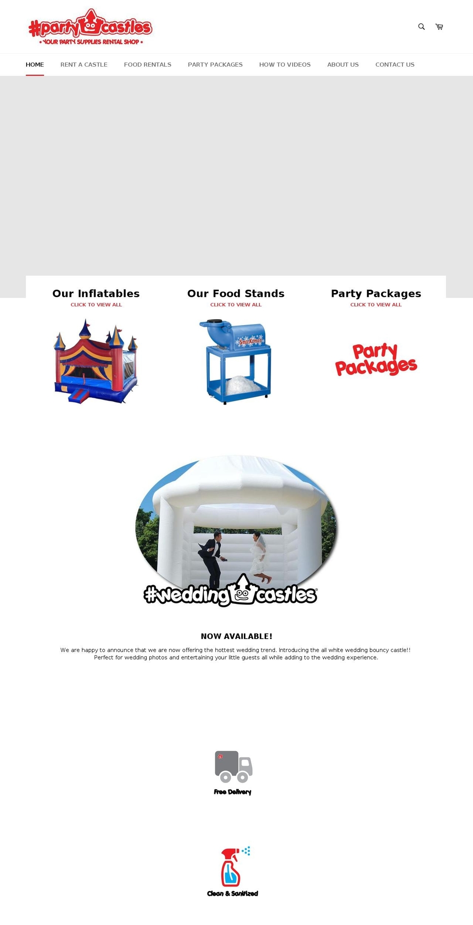 partycastlevillage.com — Shopify storefront screenshot