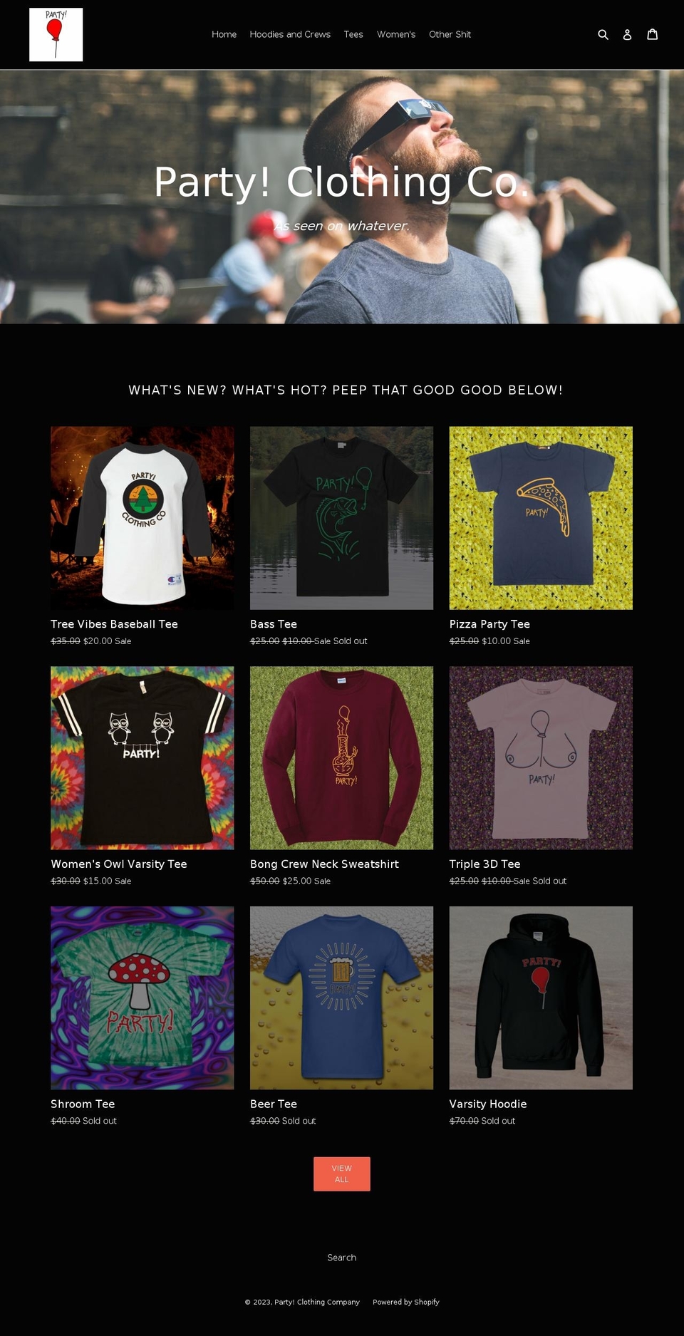 partyclothingco.com — Shopify storefront screenshot