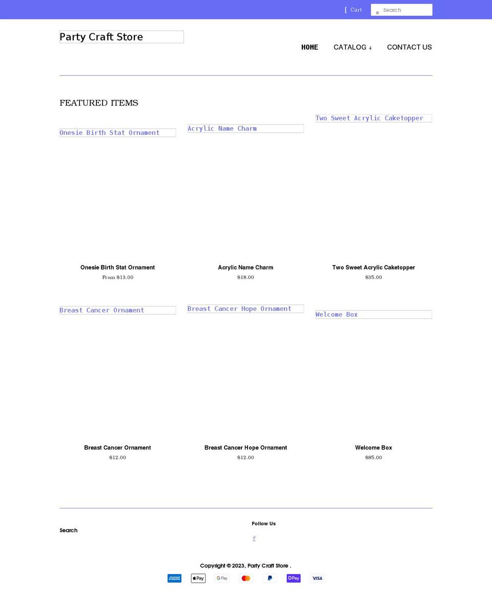 partycraftstore.com shopify website screenshot