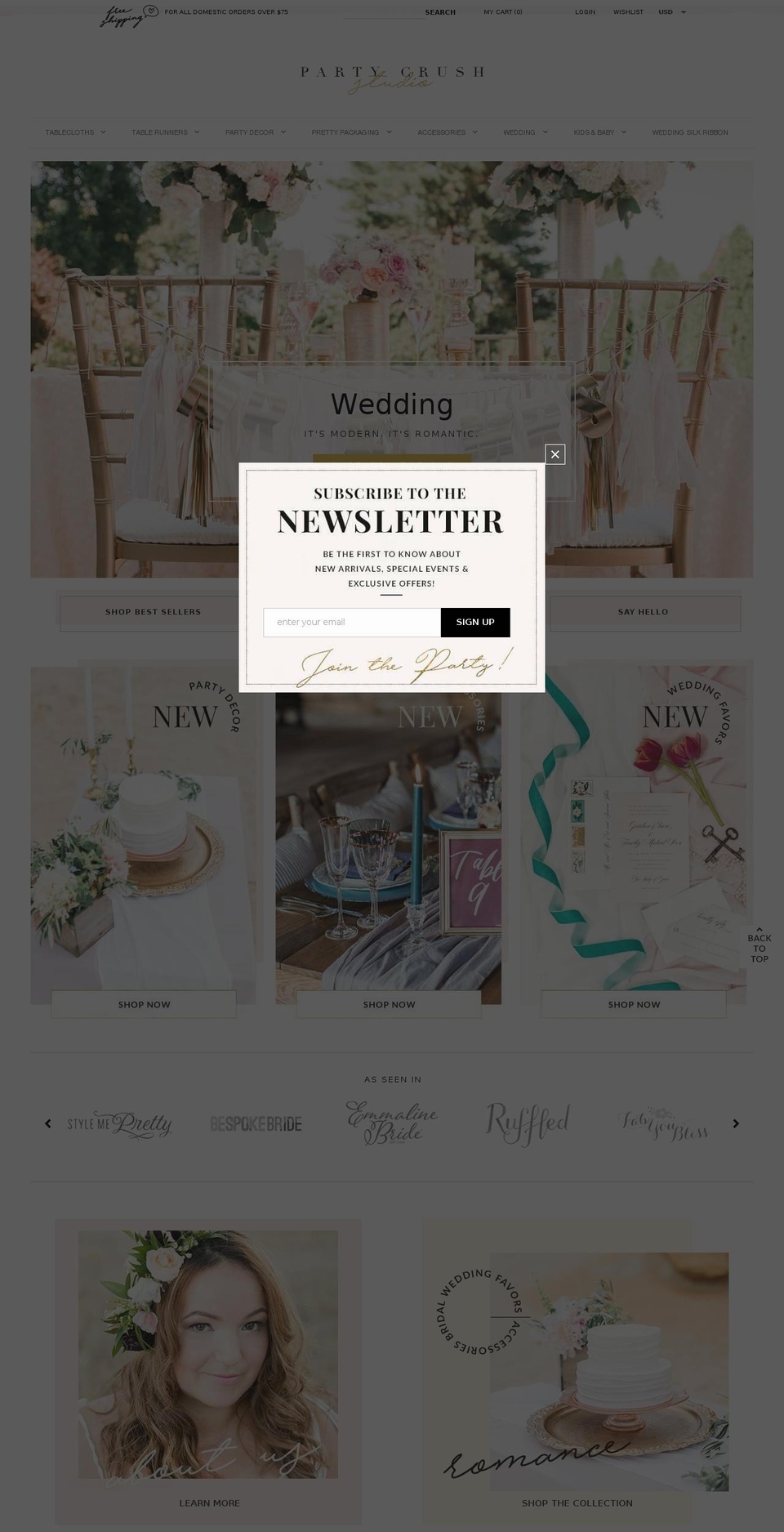 partycrushstudio.com shopify website screenshot