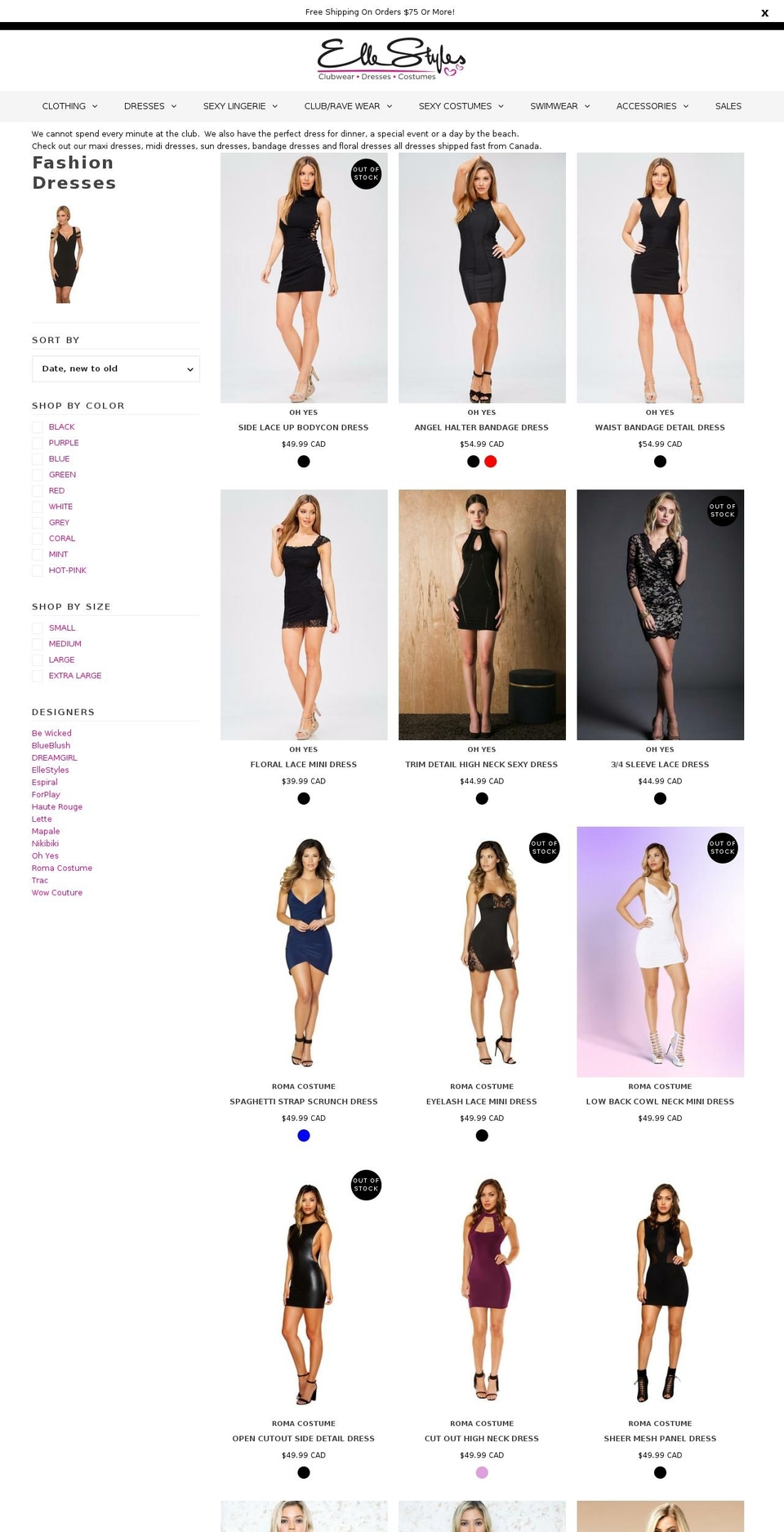 partydresses.ca shopify website screenshot