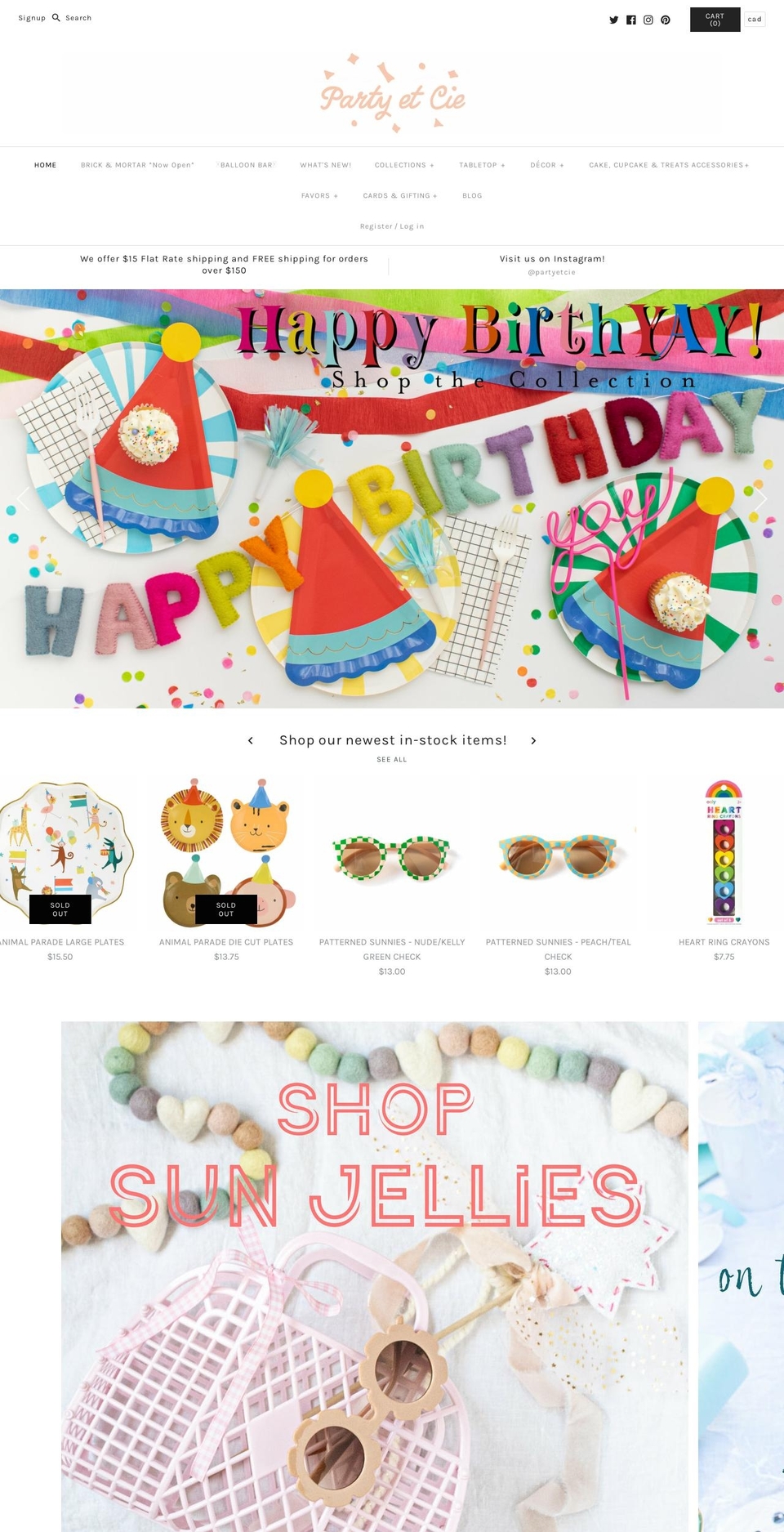 partyetcie.com — Shopify storefront screenshot