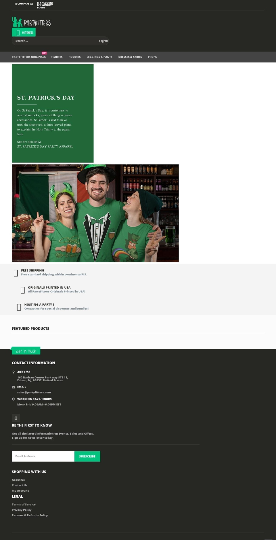 partyfitters.com shopify website screenshot