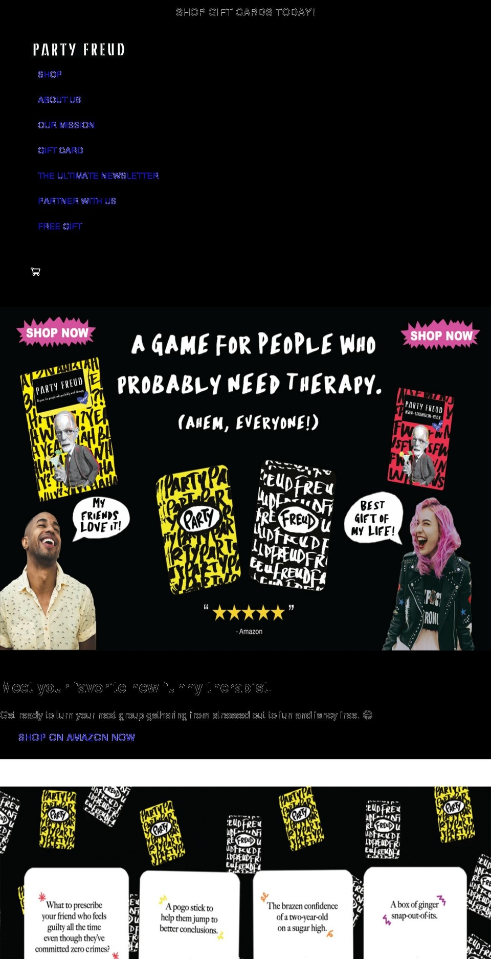 partyfreud.com shopify website screenshot