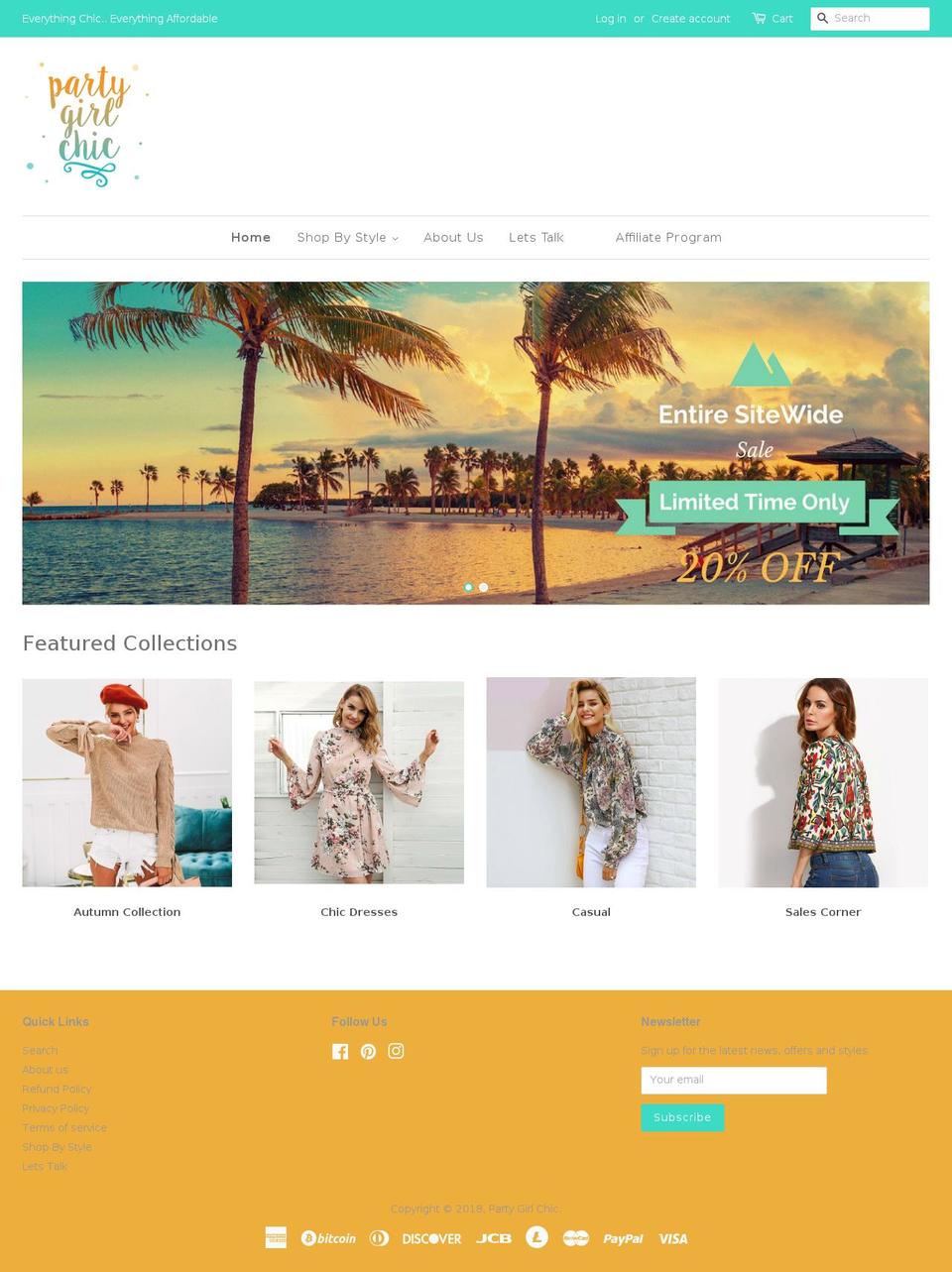 partygirlchic.com shopify website screenshot