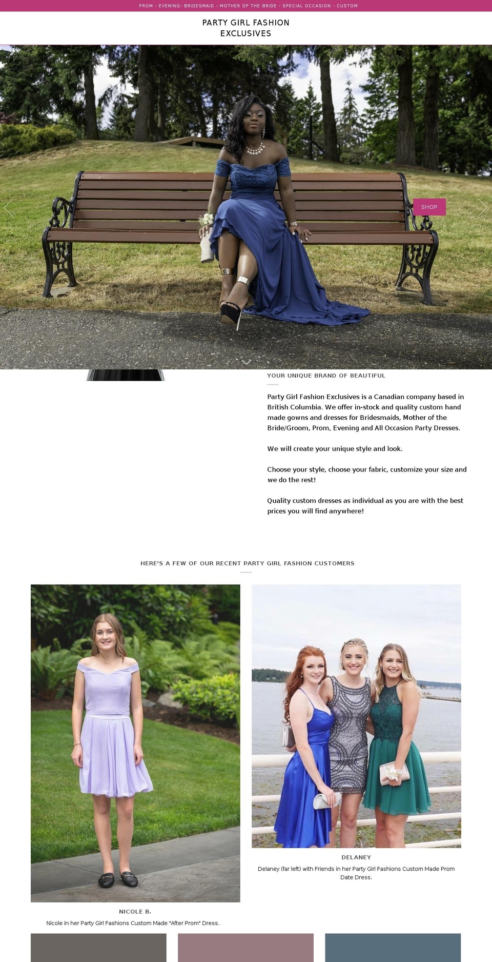 partygirlfashions.com — Shopify storefront screenshot