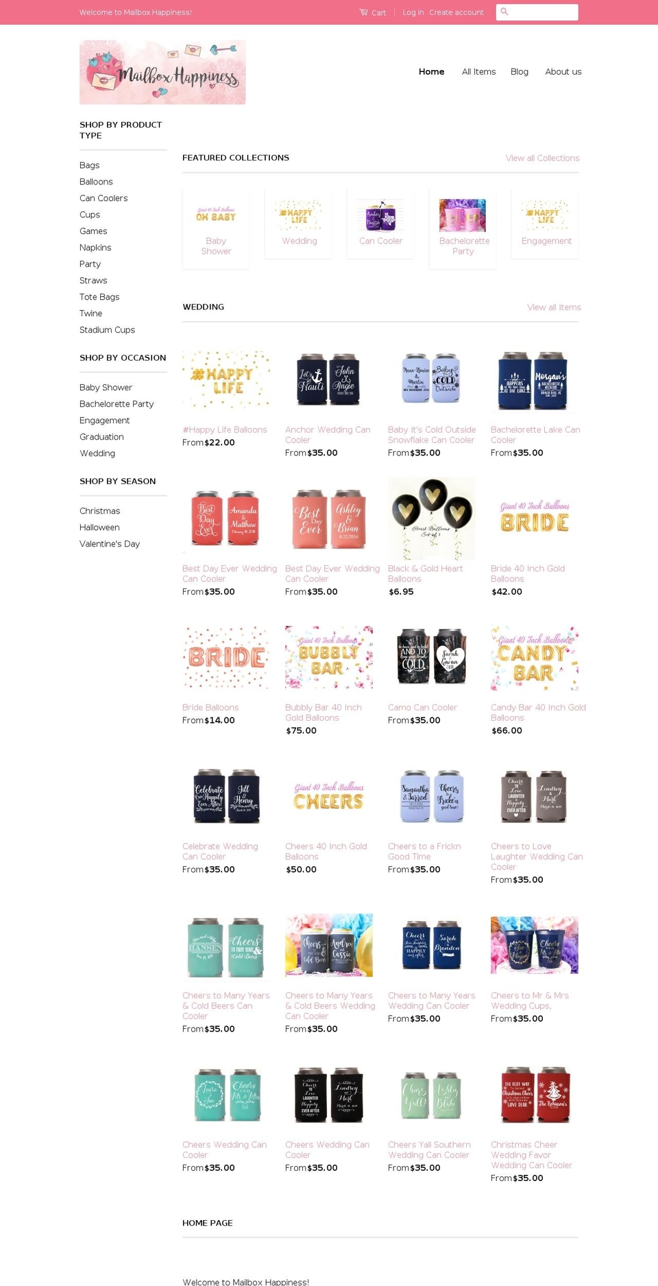 partyhappiness.com shopify website screenshot