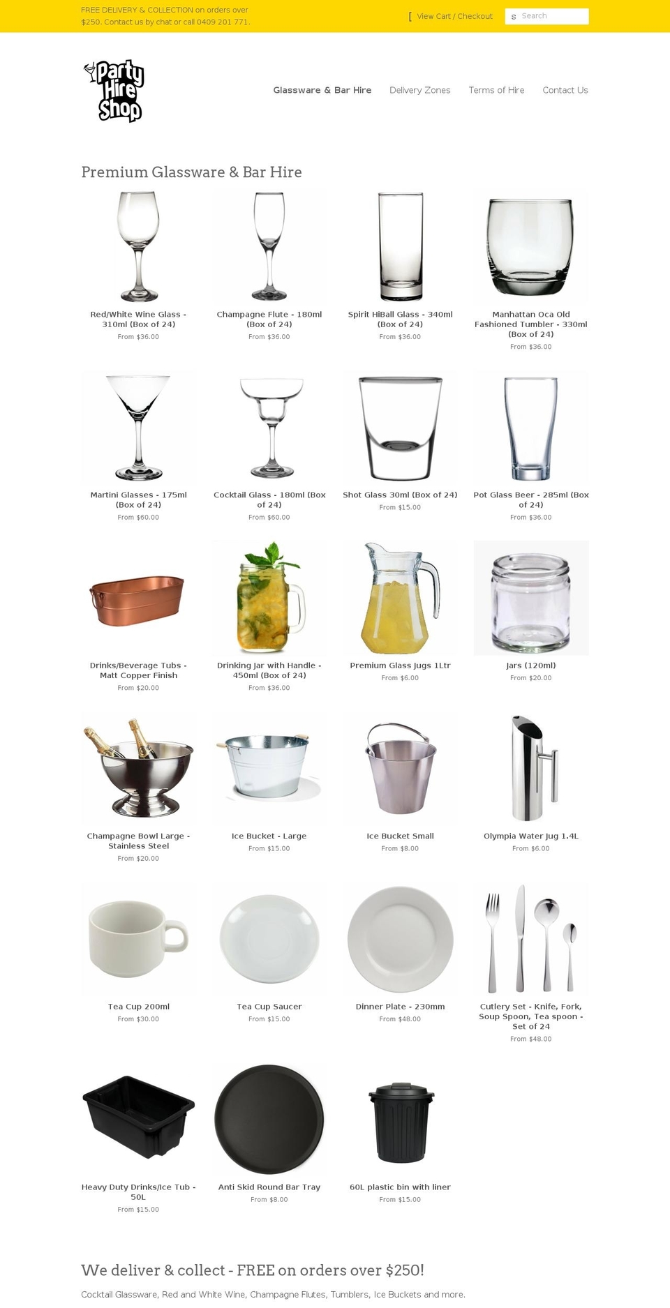 partyhireshop.com.au shopify website screenshot