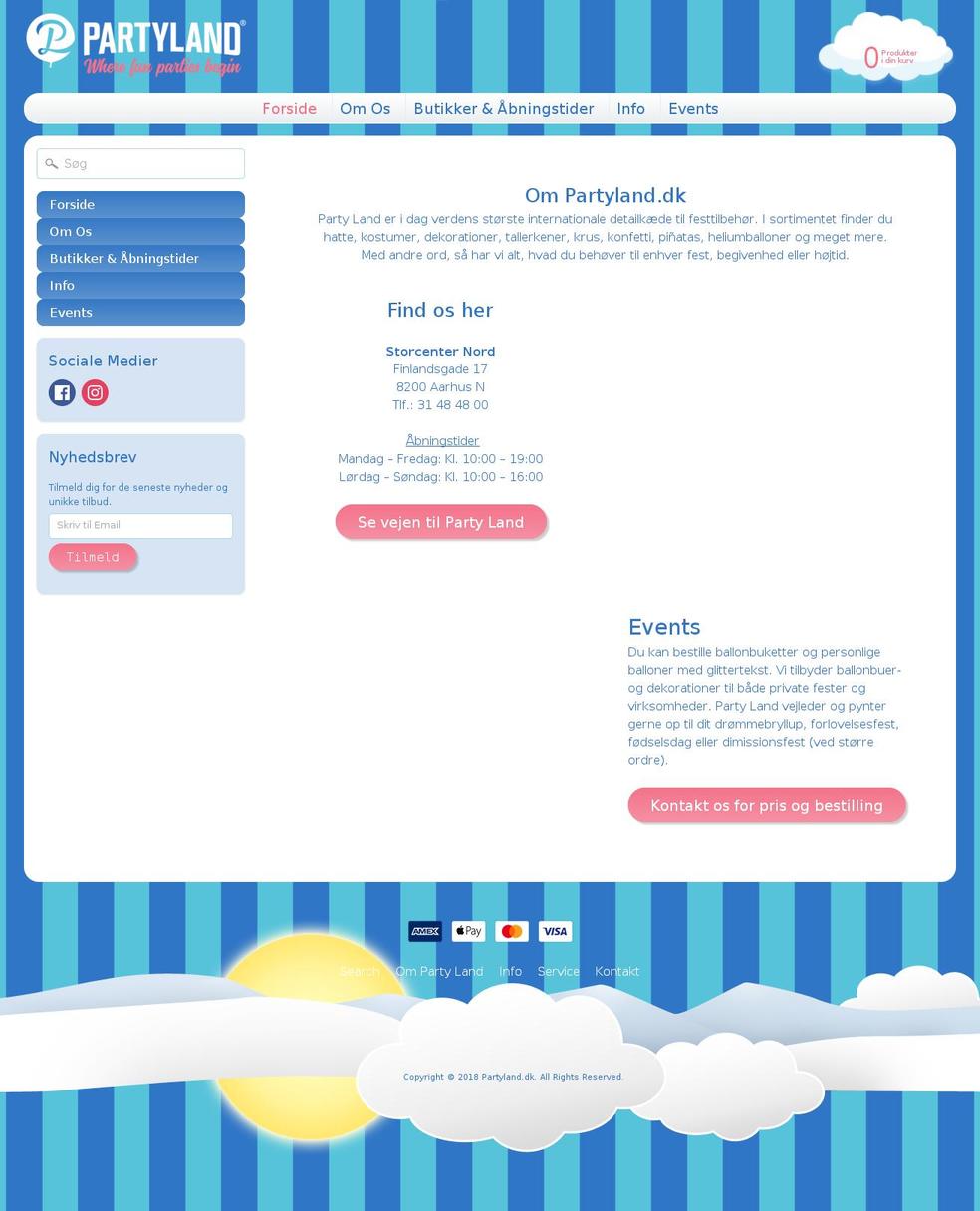 partyland.dk shopify website screenshot