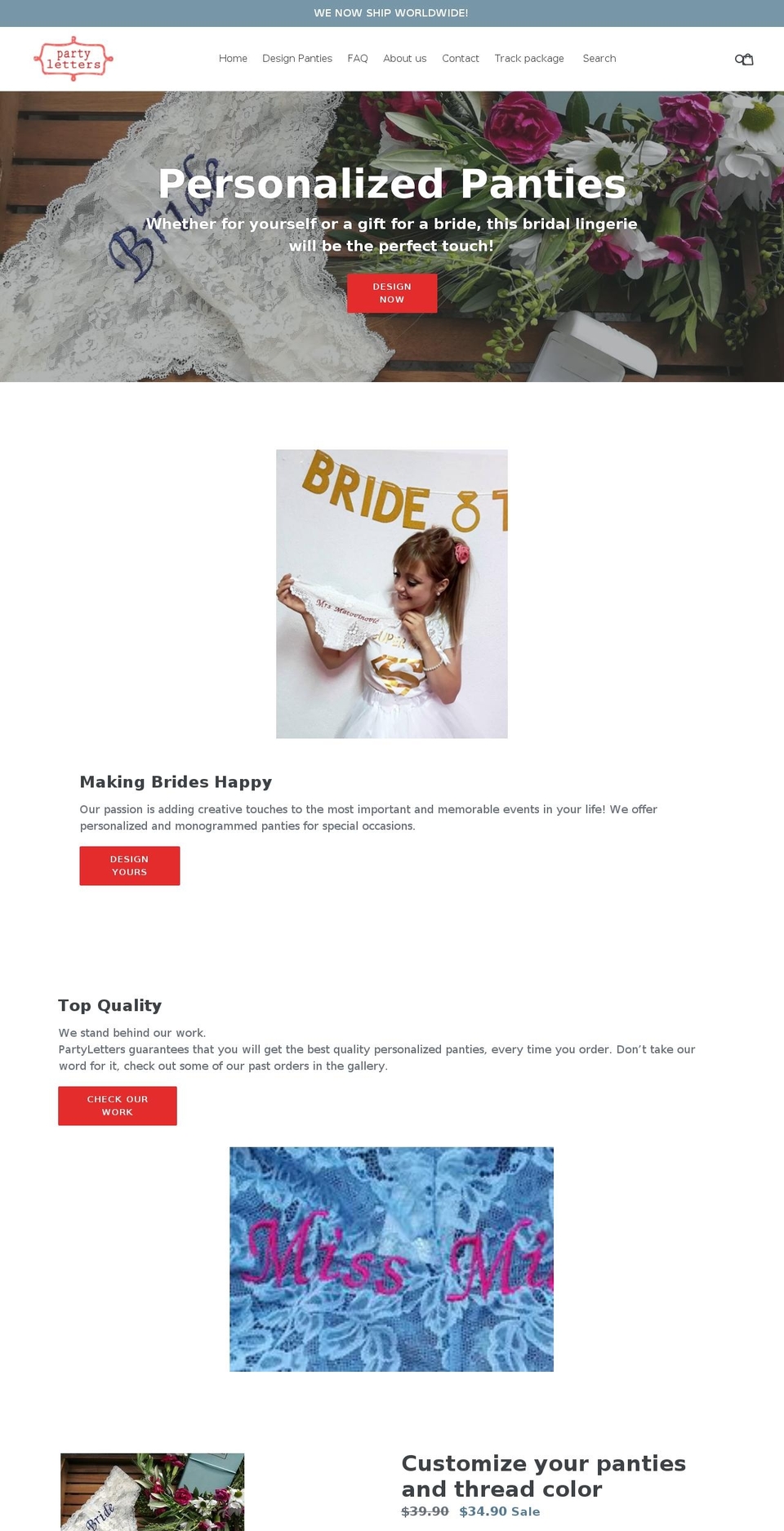 partyletters.com — Shopify storefront screenshot