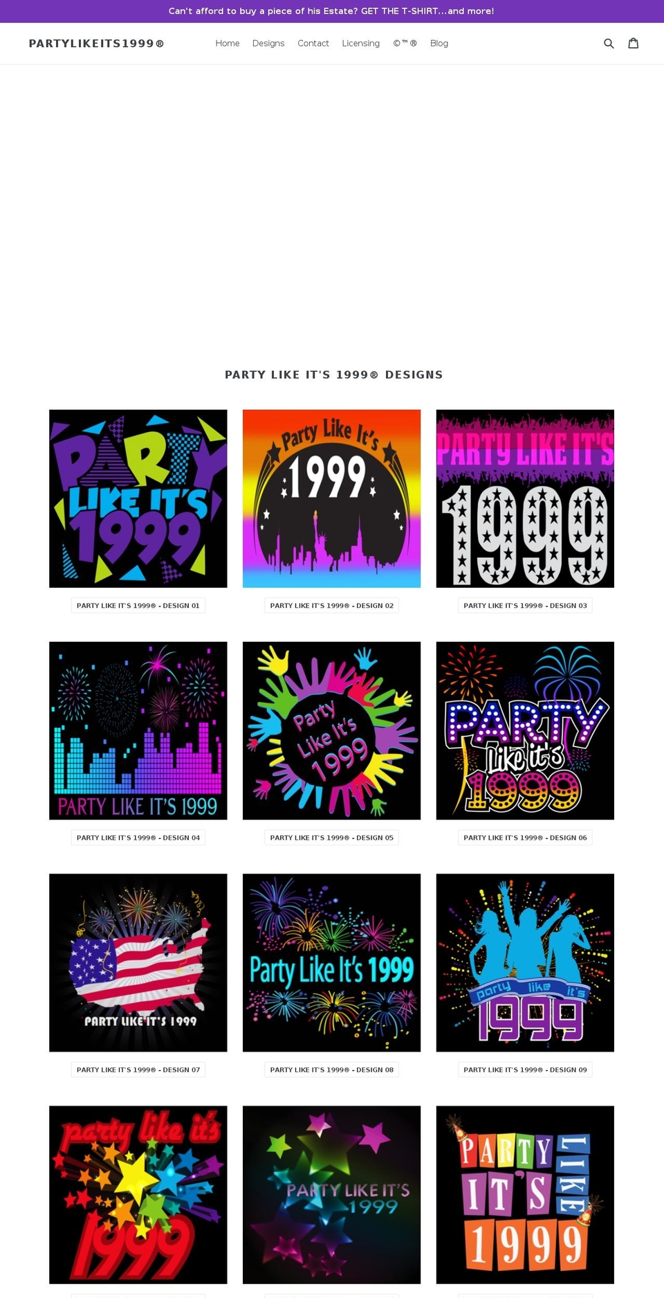 partylikeits1999.org shopify website screenshot