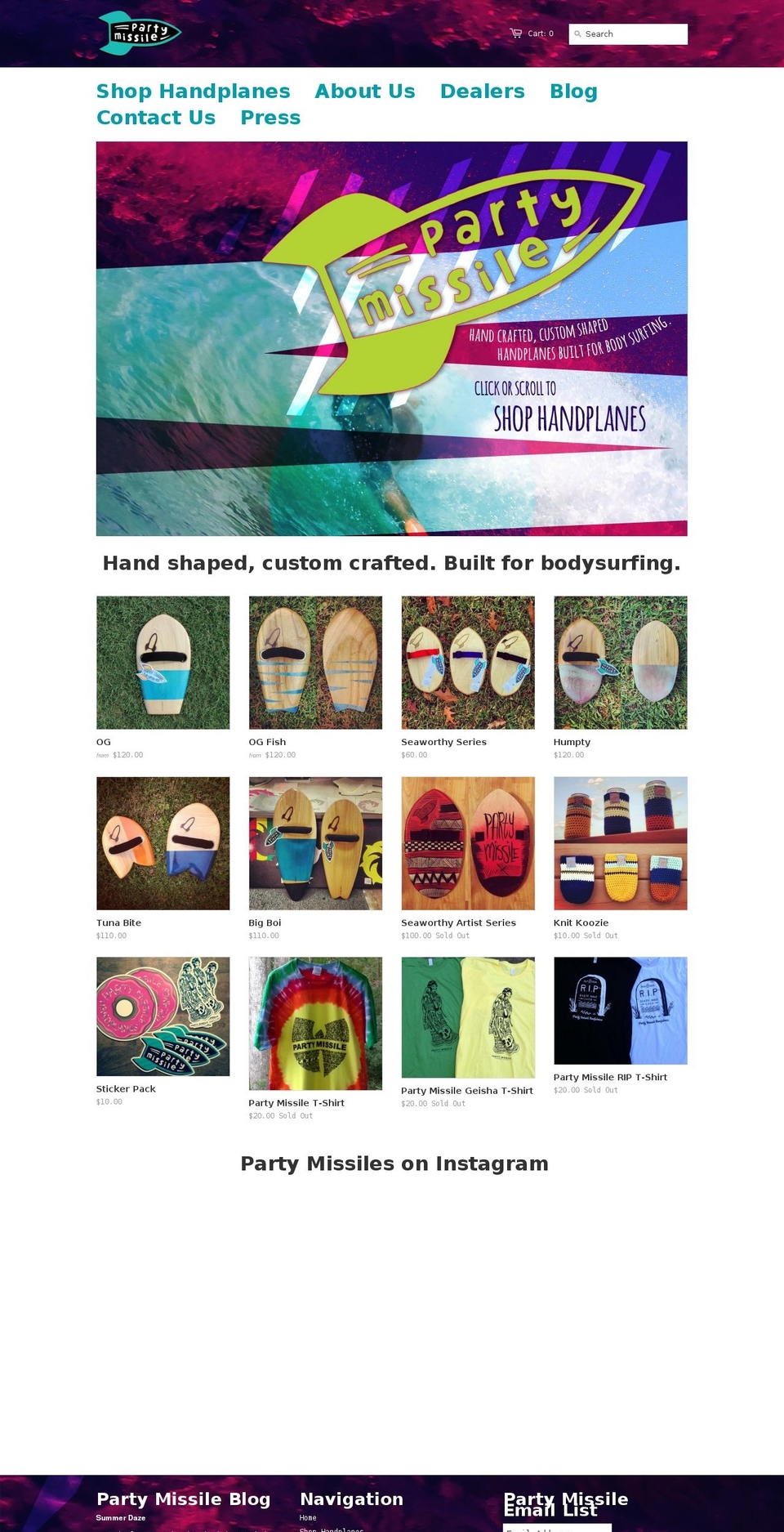 partymissile.com shopify website screenshot