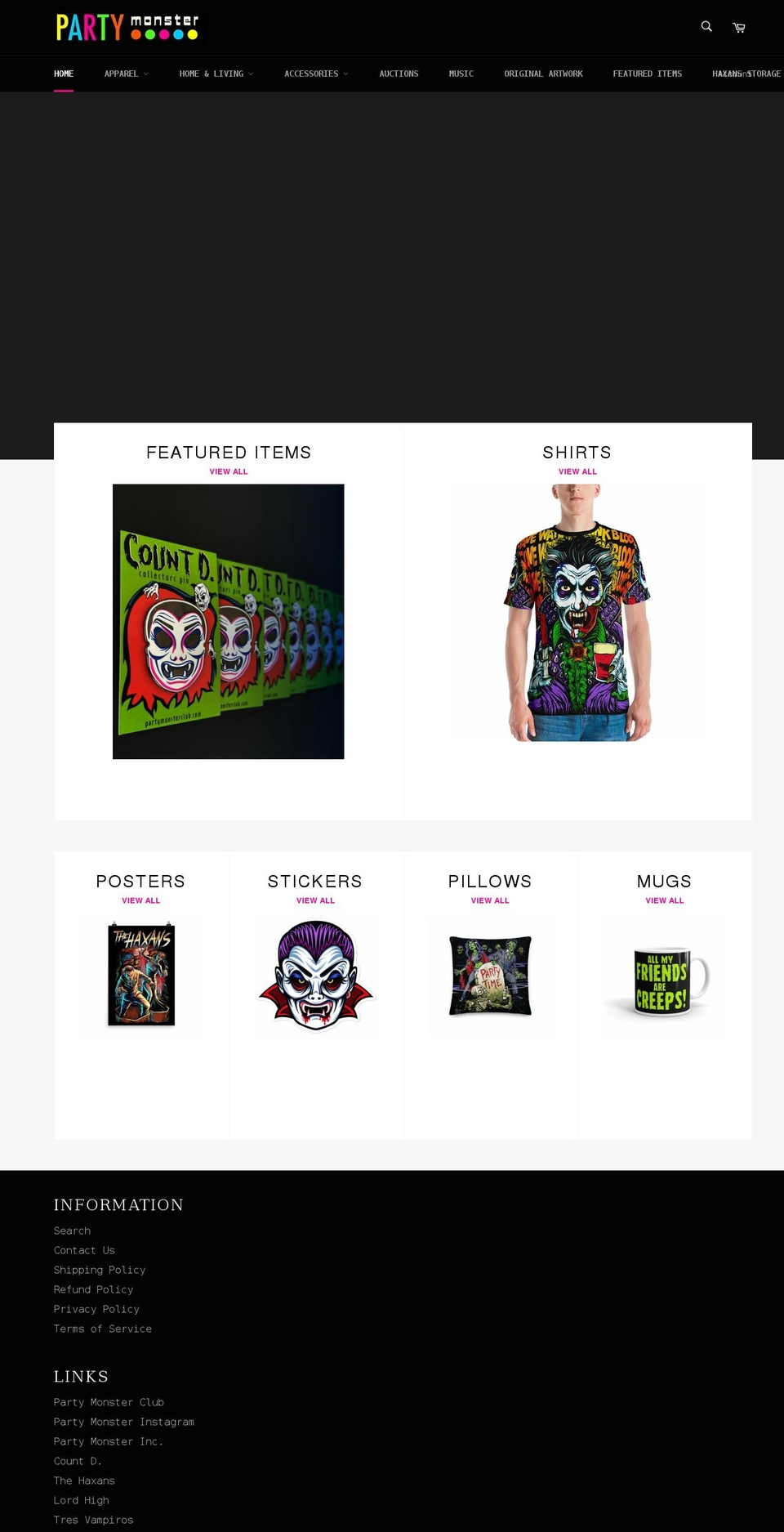 partymonsterstore.com shopify website screenshot