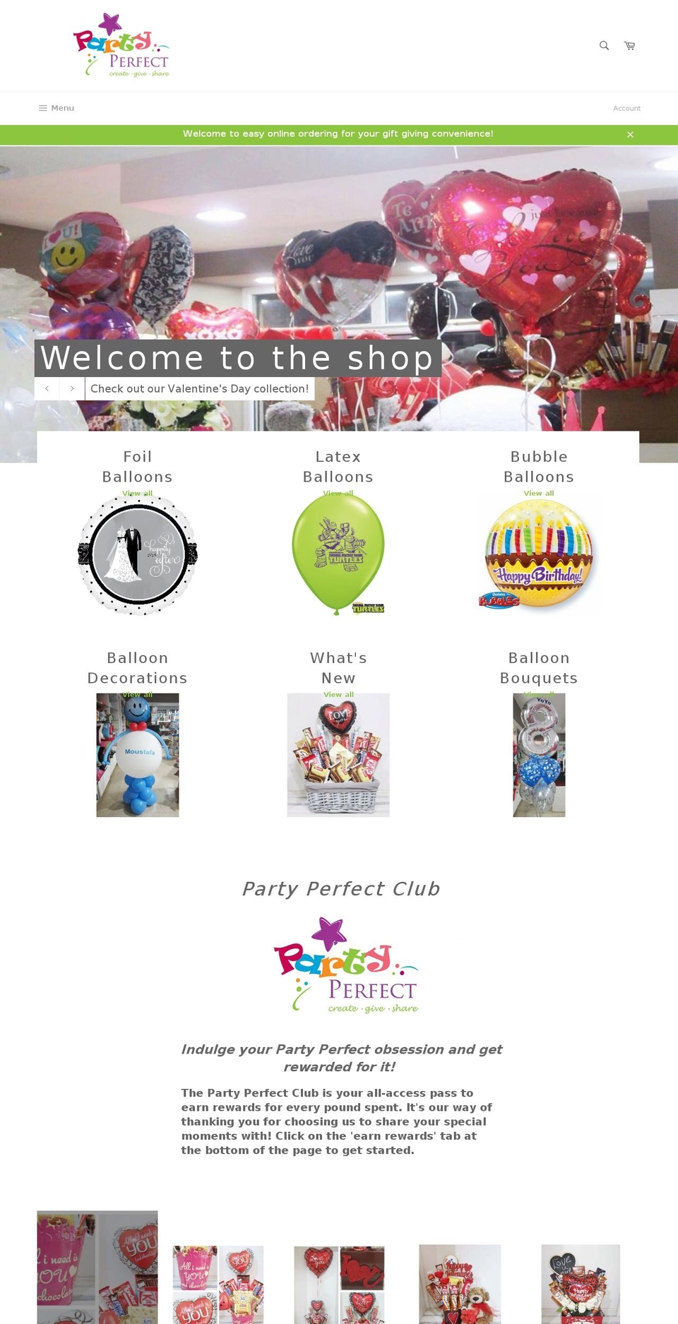 partyperfect.ca shopify website screenshot