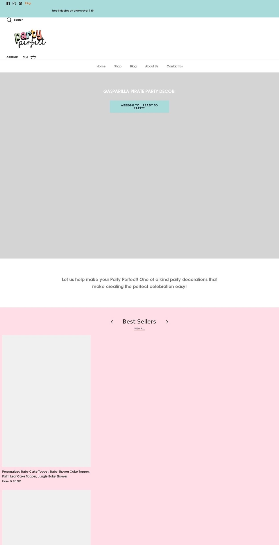 partyperfectboutique.com shopify website screenshot