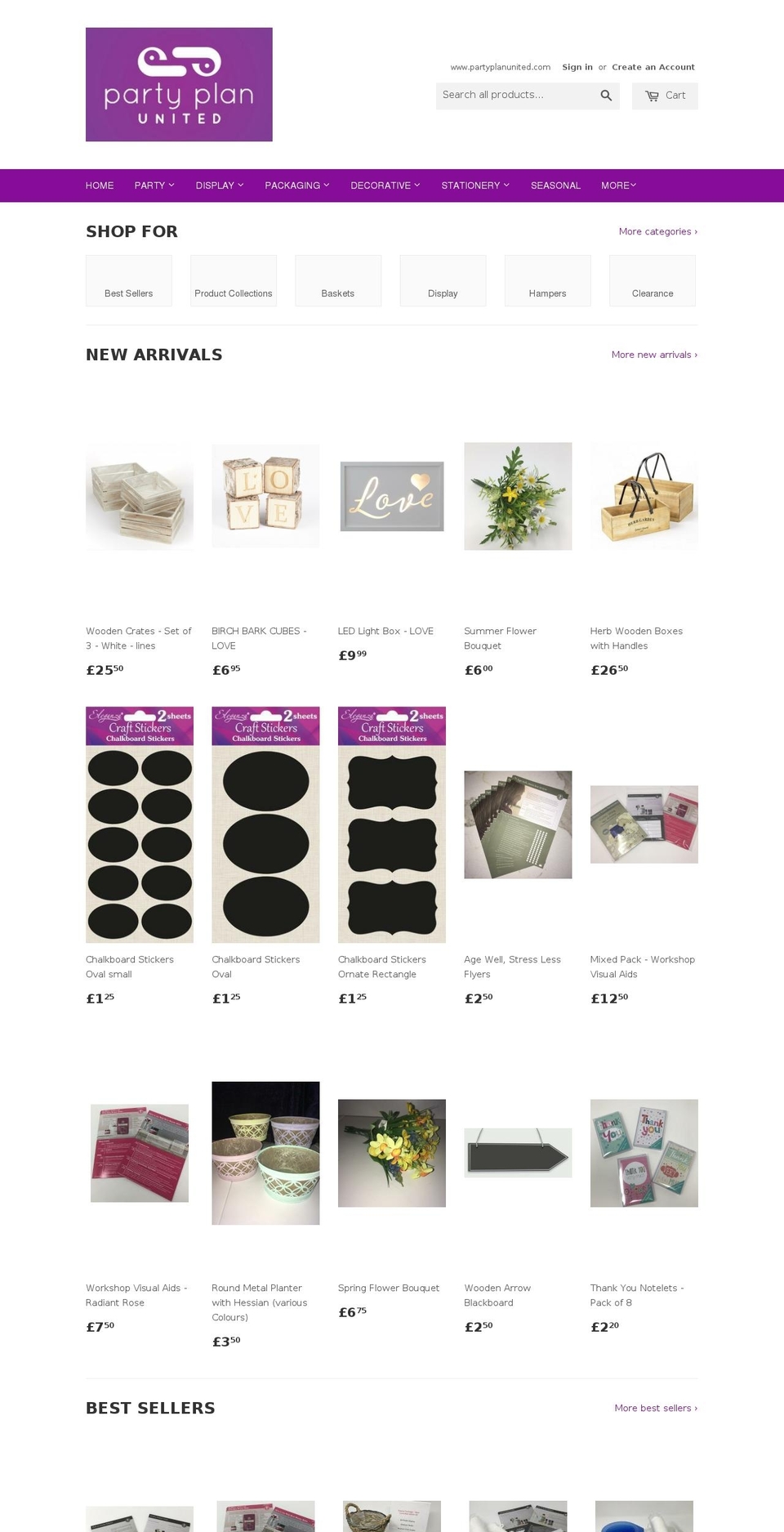 partyplanunitedshop.com — Shopify storefront screenshot