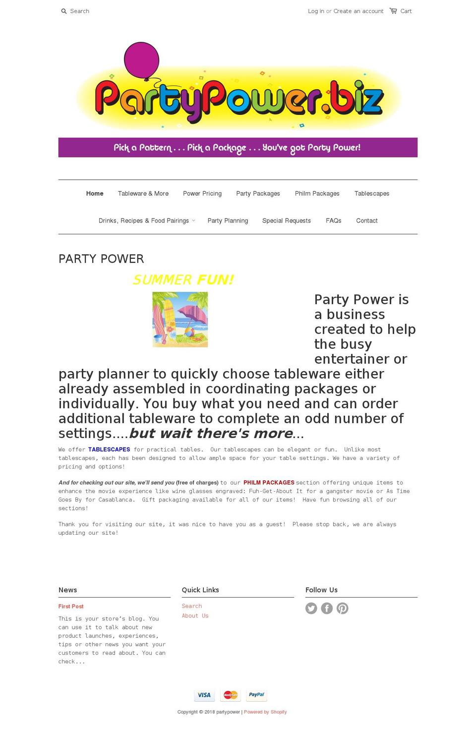 partypower.biz shopify website screenshot