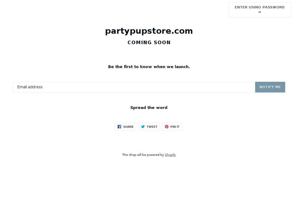 partypupstore.com shopify website screenshot