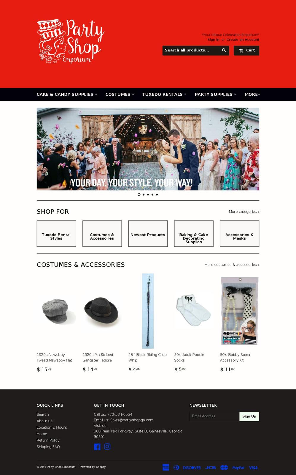 partyshopemporium.com shopify website screenshot