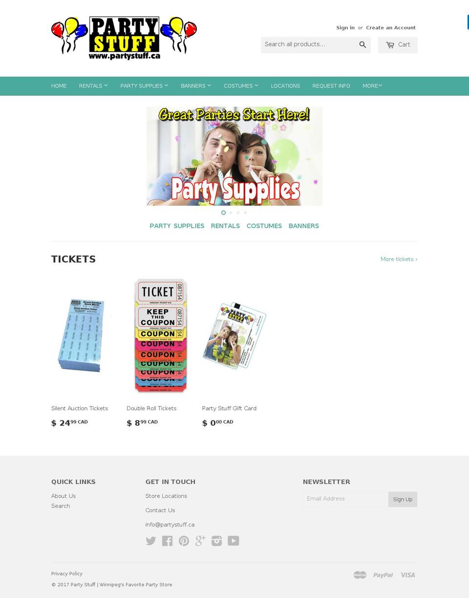 partystuff.ca shopify website screenshot