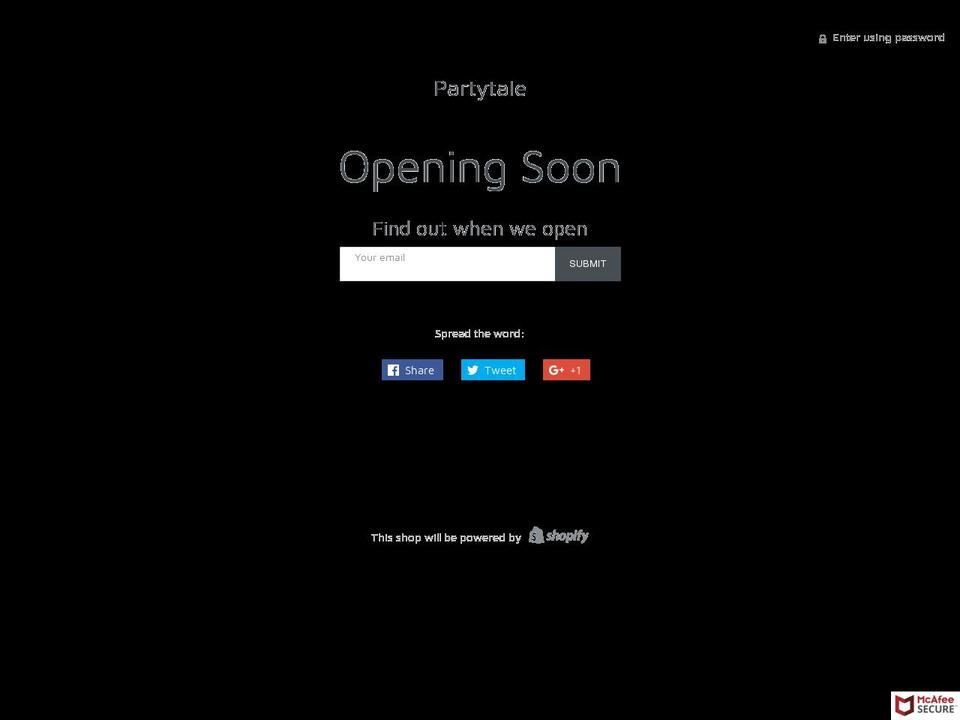 partytale.com — Shopify storefront screenshot