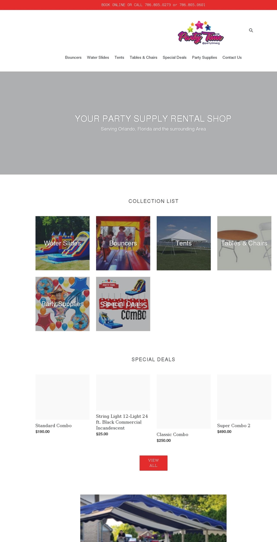 partytimecg.com shopify website screenshot