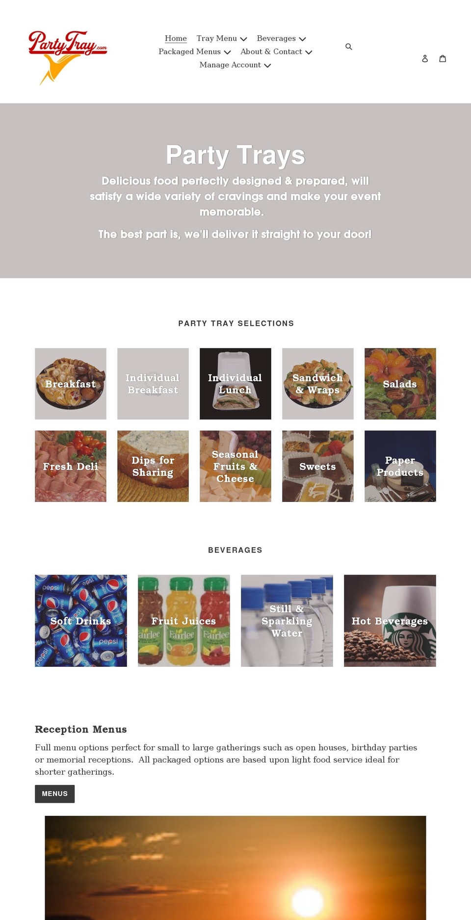 partytray.com shopify website screenshot