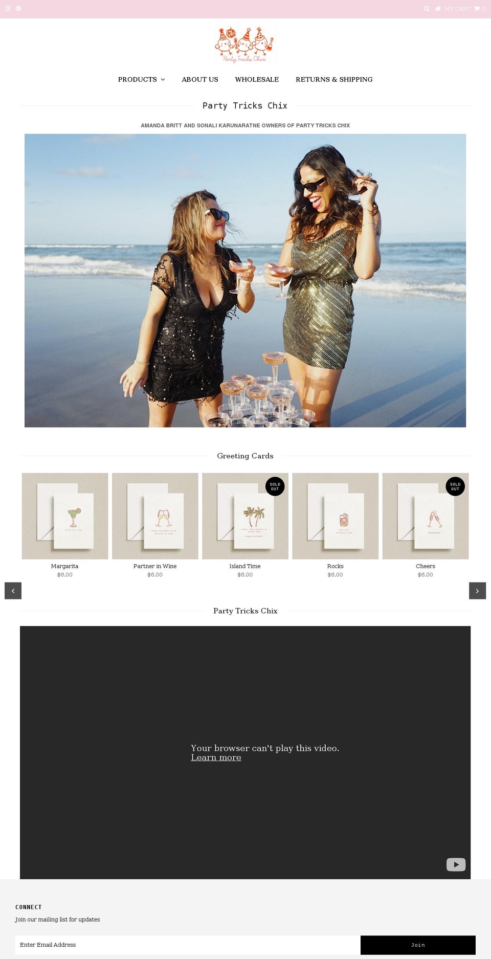 partytrickschix.com shopify website screenshot