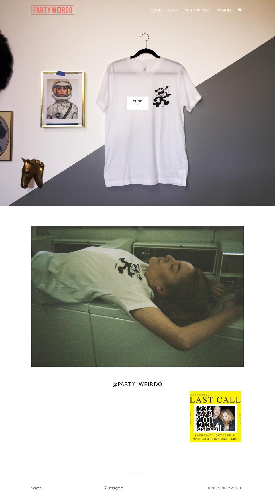 partyweirdo.com shopify website screenshot